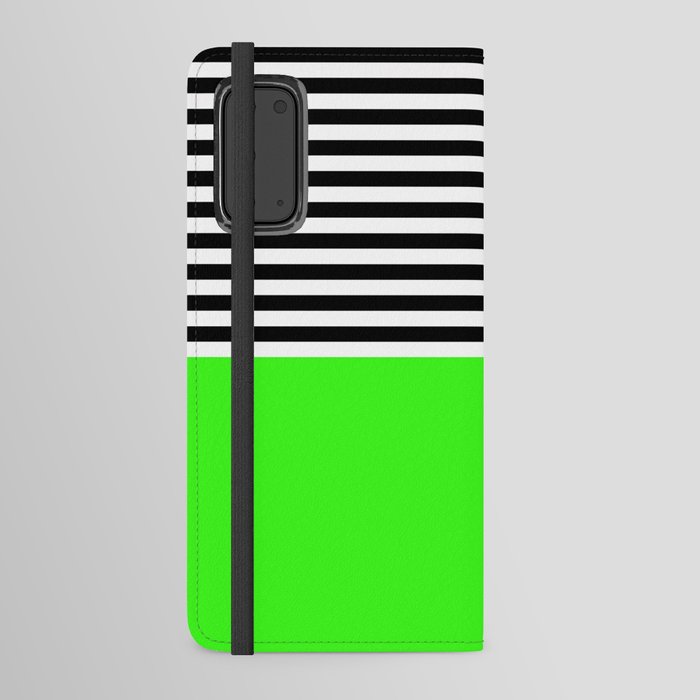 Neon Green With Black and White Stripes Android Wallet Case