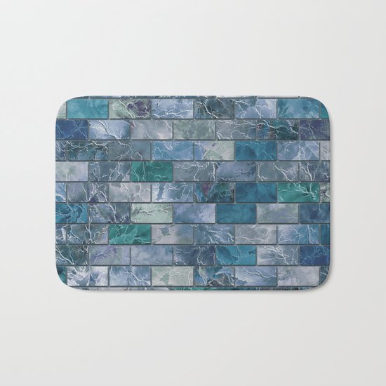 Frozen Leaves Tile Pattern Bath Mat