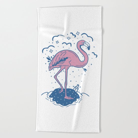 Tropical Paradise Flamingo Beach Towel