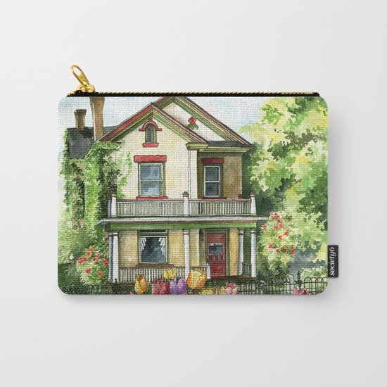 Farmhouse with Spring Tulips Carry-All Pouch