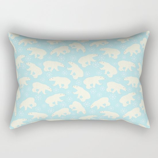 Polar bear pattern on ice aqua backround Rectangular Pillow