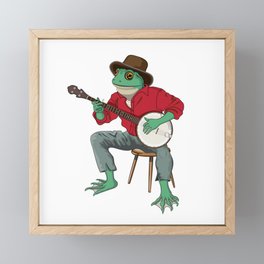 Banjo Playing Frog Framed Mini Art Print
