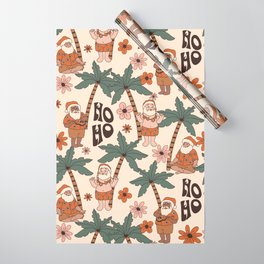Tropical Christmas Beach Boho Santa Pattern Wrapping Paper