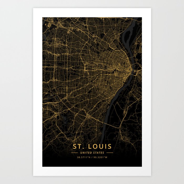 St. Louis, United States - Gold Art Print