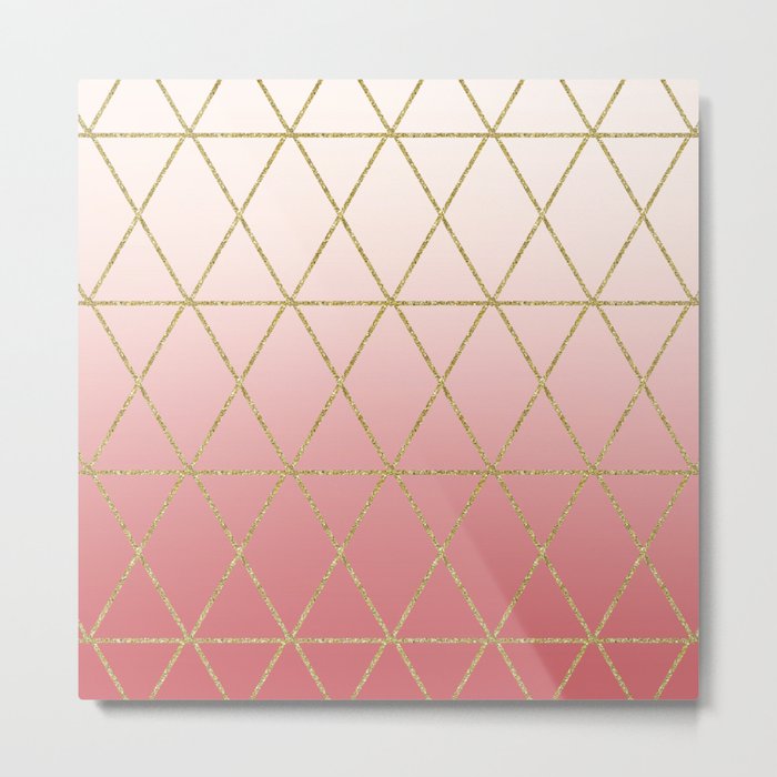 Rose Gold Geometric Metal Print