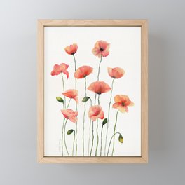 Poppies Watercolor White Background  Framed Mini Art Print