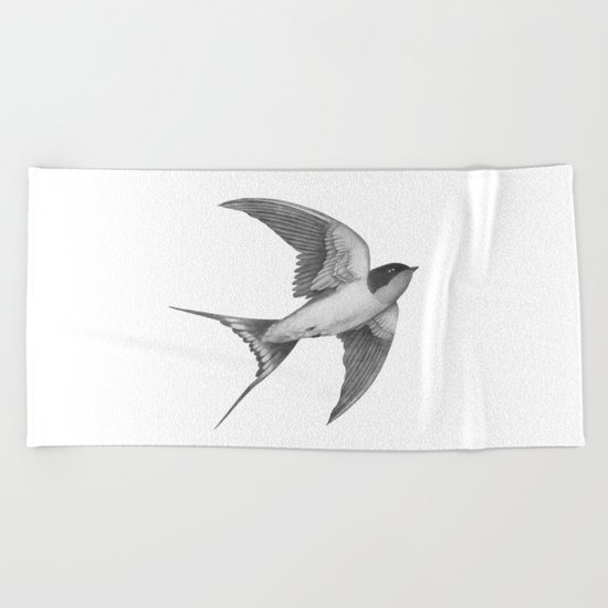 Barn Swallow - mono Beach Towel