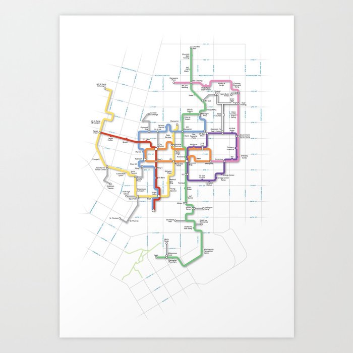 Minneapolis Skyway Map Art Print by carticulate | Society6