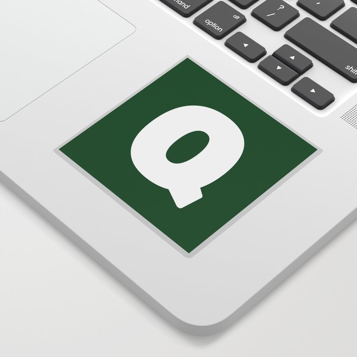 Q (White & Olive Letter) Sticker