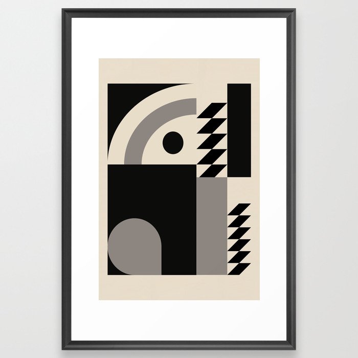 Geometric in greyscale Framed Art Print