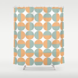 Mid-Century Modern Orange and Blue Pattern Shower Curtain