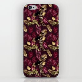 Burgundy and Gold Leopard Print Pattern 10 iPhone Skin