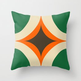 Groovy Starburst Green Orange - Mid Century  Throw Pillow