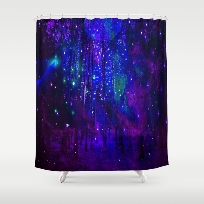 TREES MOON AND SHOOTING STARS Shower Curtain