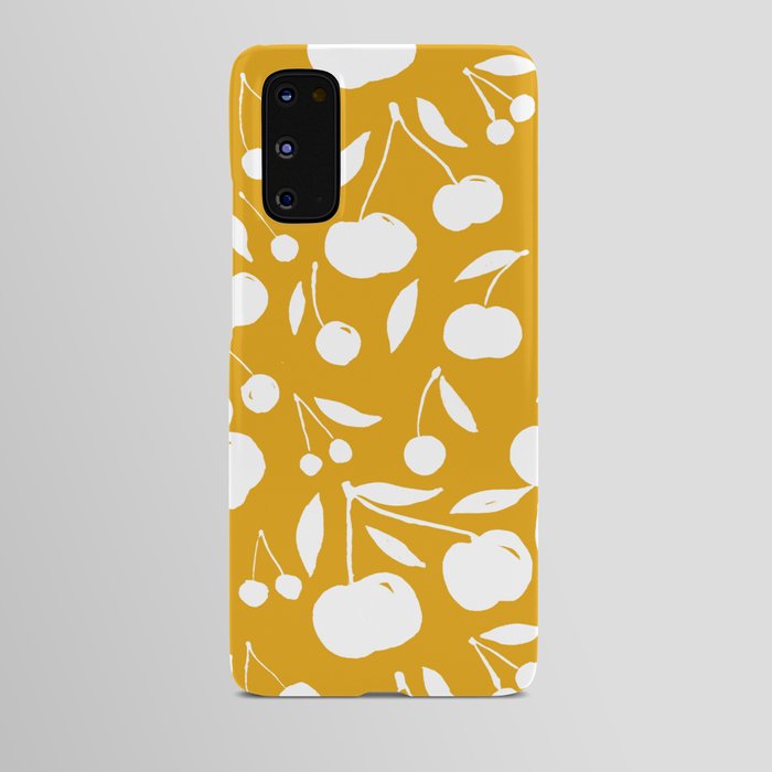 Cherries pattern - yellow ochre Android Case