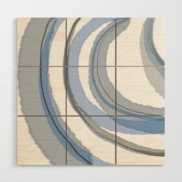 Abstract Sea Waves Light Blue and Grey Minimalist Abstract Watercolor Painting Wood Wall Art