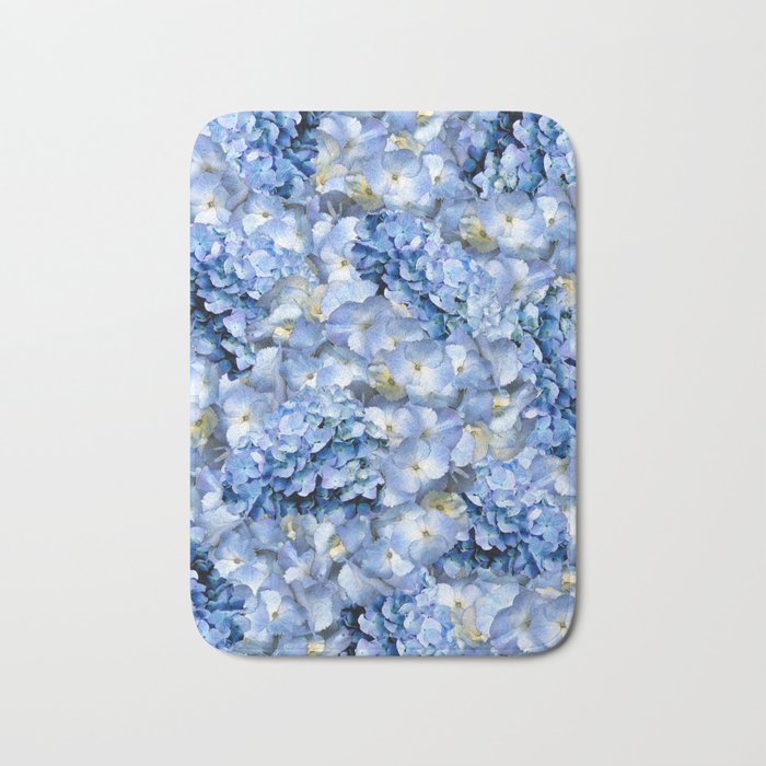 Blue hydrangeas - floral art  Bath Mat