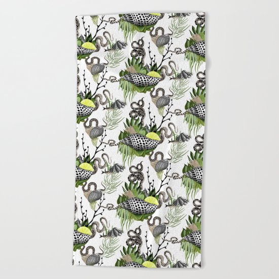 shells and snakes Beach Towel