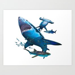 Shark Collage Art Print