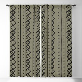 Olive Green Bow Tie Mud Cloth Pattern Blackout Curtain