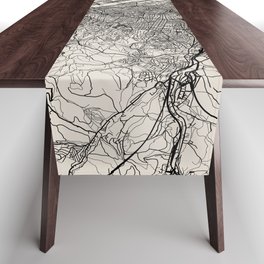 Vienna-Austria - Black and White Map Table Runner