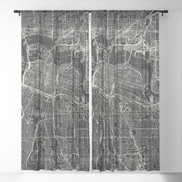 USA, Sacramento City Map - Aesthetic - Black and White Sheer Curtain
