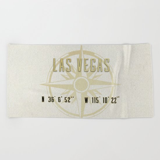 Las Vegas Nevada - Vintage Map and Location Beach Towel
