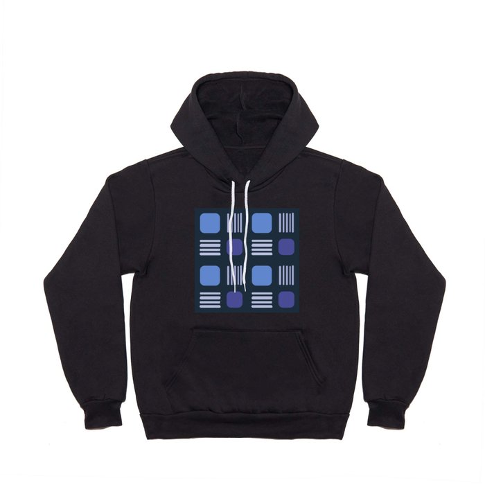 Mid-Century Modern Squares Lines Blue Hoody