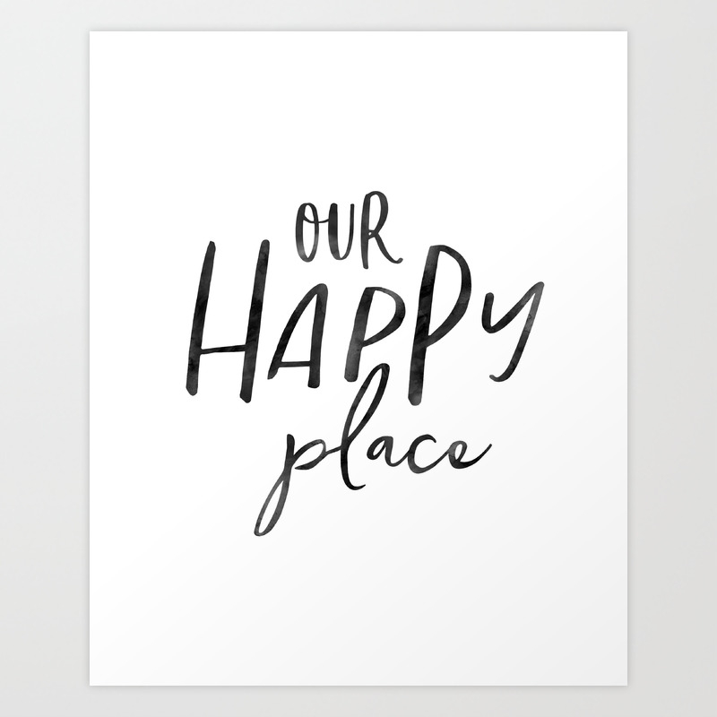 Our Happy Place Typography Print Poster Home Art Quote Love Family Decor Gift 