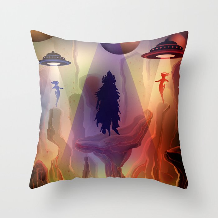 Two worlds Throw Pillow