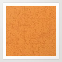 Topographic map - Orange Art Print
