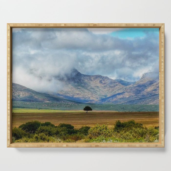 South Africa Photography - A Small Tree Surrounded By Big Landscape  Serving Tray