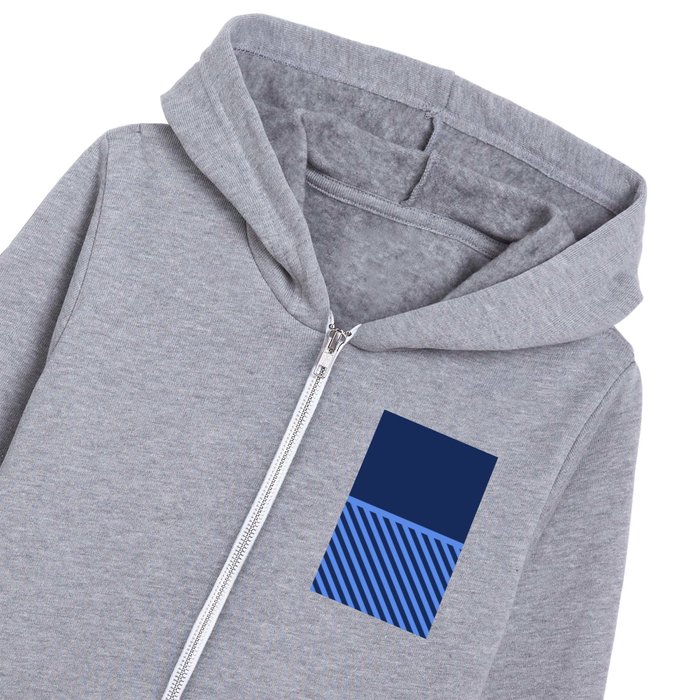 Half Dark Navy Blue Oblique Lines Collection Kids Zip Hoodie