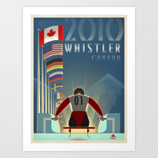 Minimalist Whistler "Olympic Luge" Travel Poster Art Print