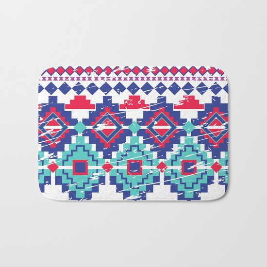 Red&Blue Tiles Bath Mat