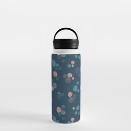 Pastel blue and pink roses on midnight blue background Water Bottle