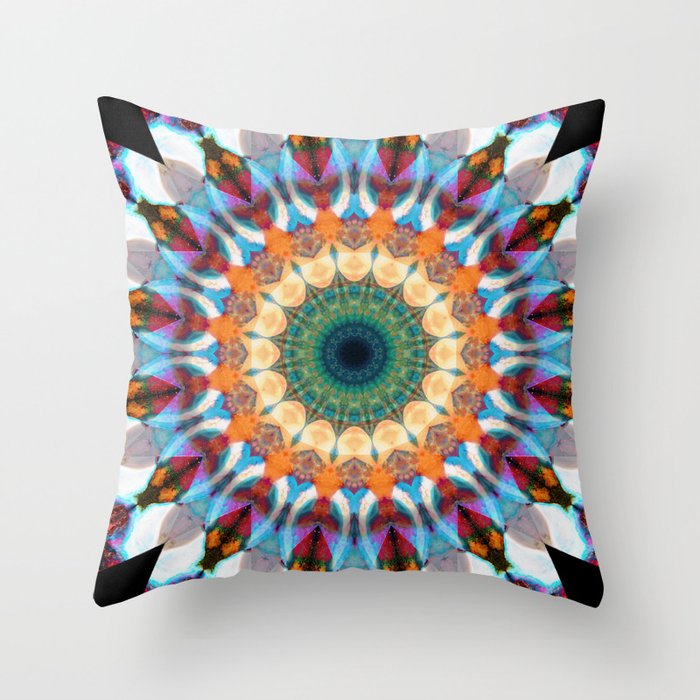 Joy Dance - Bright Colorful Mandala Art Throw Pillow