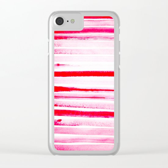 Christmas Candy Cane Red Stripe Clear iPhone Case
