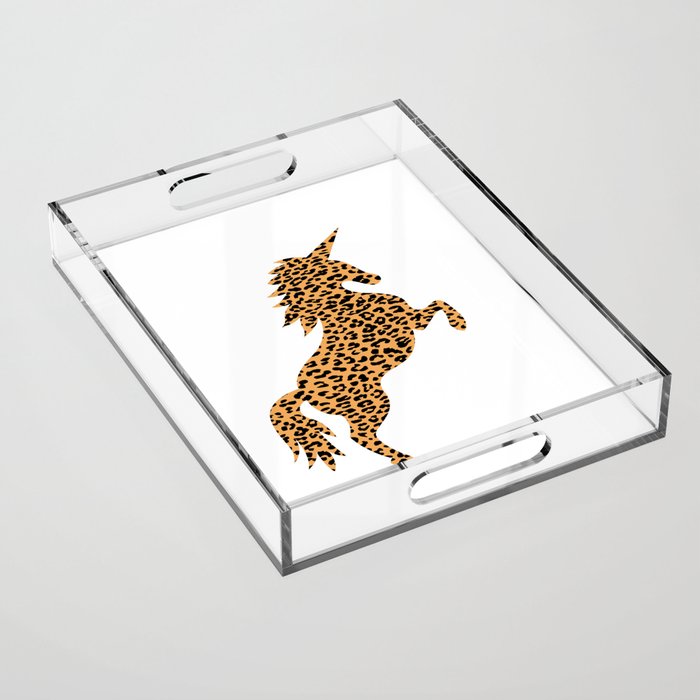 Haute Leopard Cute Unicorn With Leopard Print Acrylic Tray