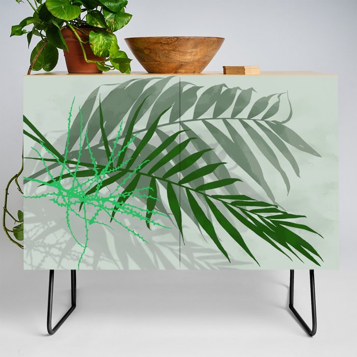 Palm leaves with flowers Credenza