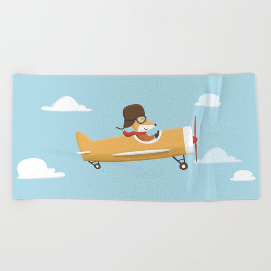 Mr. Fox is Flying Beach Towel