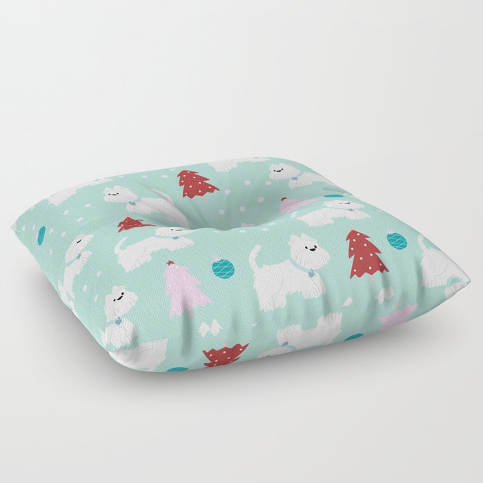 Westie Xmas Pattern Floor Pillow