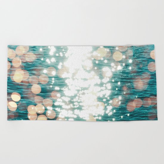 Sun glitter - golden light Beach Towel