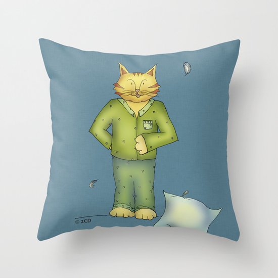 You are the cat's pajamas - blue Throw Pillow