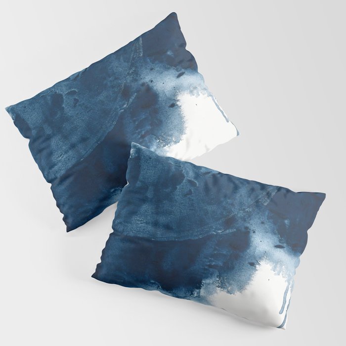 Where does the dance begin? A minimal abstract acrylic painting in blue and white by Alyssa Hamilton Pillow Sham