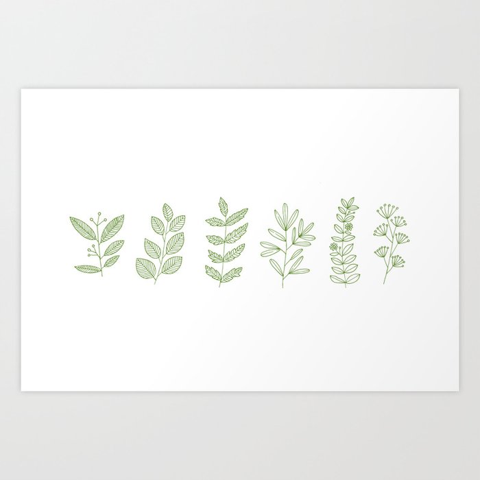 Green leaves Art Print