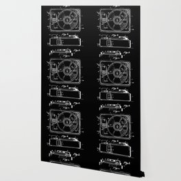 Turntable Patent - White on Black Wallpaper