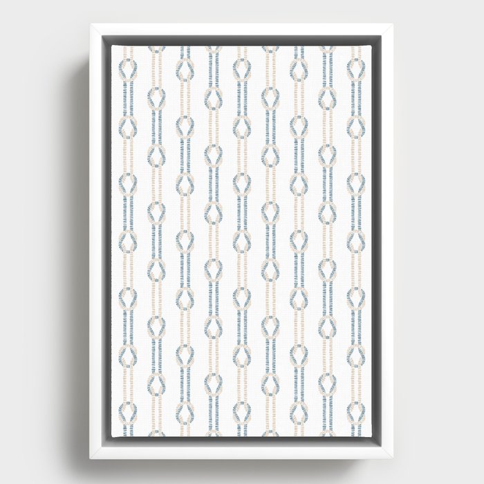 nautical square knots - blue, tan, white Framed Canvas