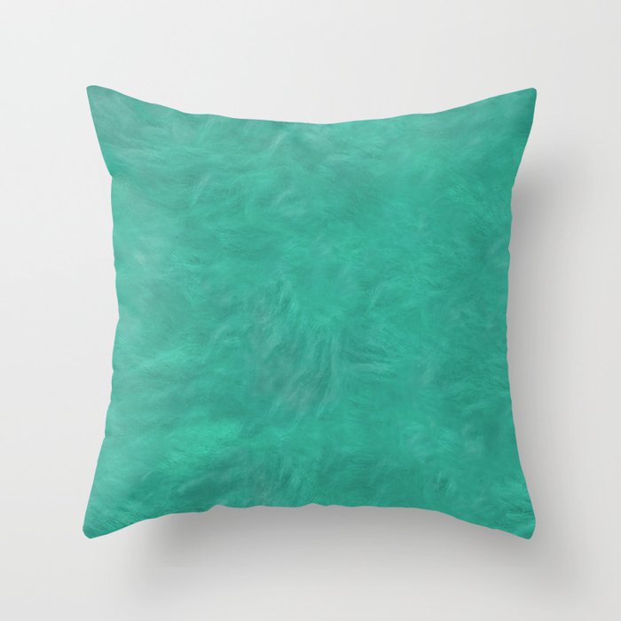 modern abstract dark turquoise or quetzal green plush texture Throw Pillow