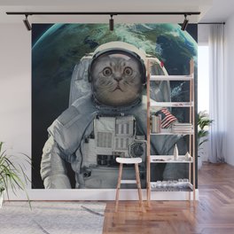 cat astronaut and space dust in the universe Wall Mural